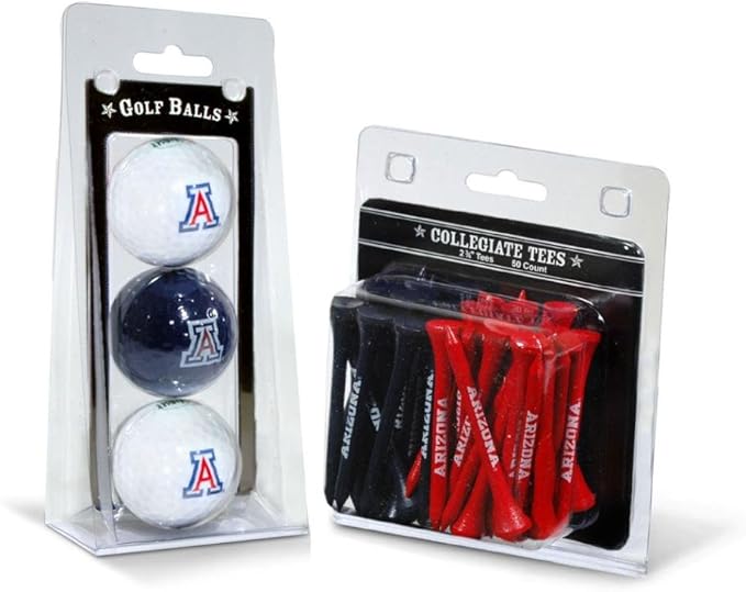 Team Golf NCAA Logo Imprinted Golf Balls (3 Count) & 2-3/4" Regulation Golf Tees (50 Count), Multi Colored