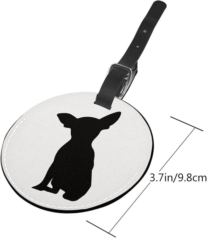 Chihuahua Dog Luggage Tags for Suitcases, Pu Leather Baggage Tags Identifiers for Travel, Name Id Label for Baggage Bag Women Men