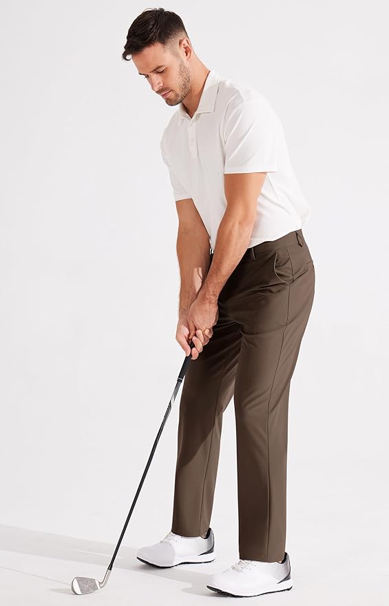 Libin Men's Golf Pants Classic Fit Flat Front Work Dress Pants 29" 31" 33" Stretch Casual Pants Lightweight with Pockets