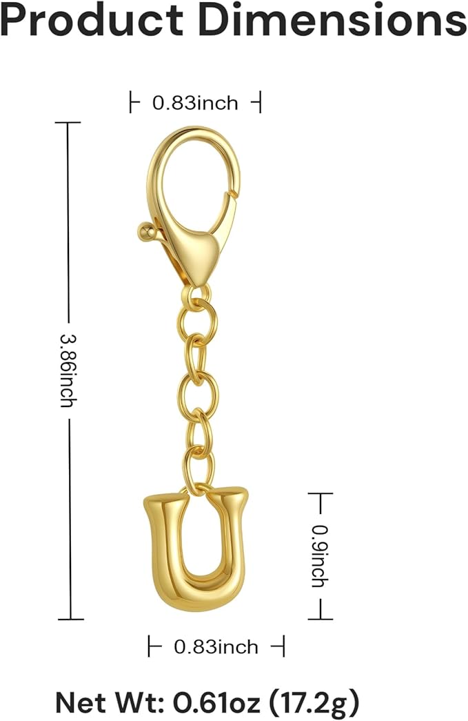 Bubble Gold Letter Bag Charms for Women, Cute Initial Keychain for Handbags, Purse Charms Birthday Christmas Gifts