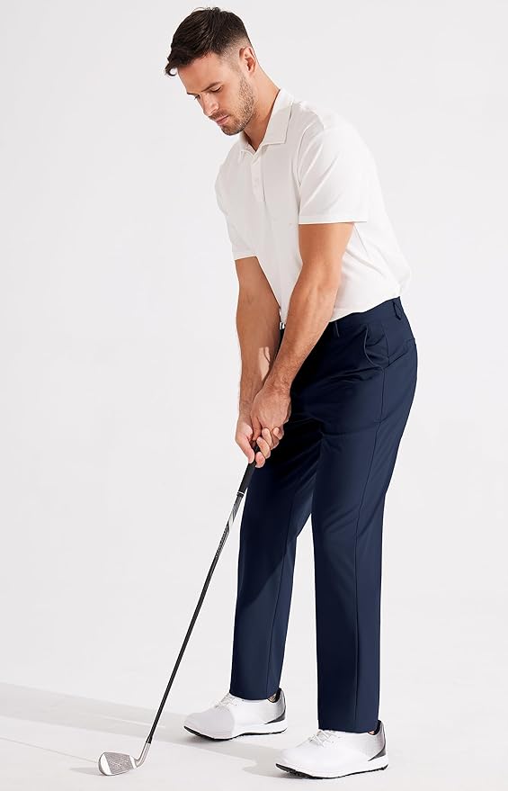 Libin Men's Golf Pants Classic Fit Flat Front Work Dress Pants 29" 31" 33" Stretch Casual Pants Lightweight with Pockets