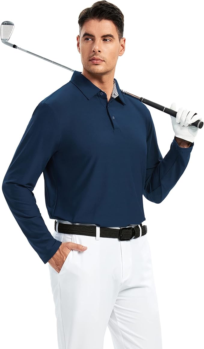 Alex Vando Mens Golf Shirt Moisture Wicking Quick-Dry Short Sleeve Casual Polo Shirts for Men