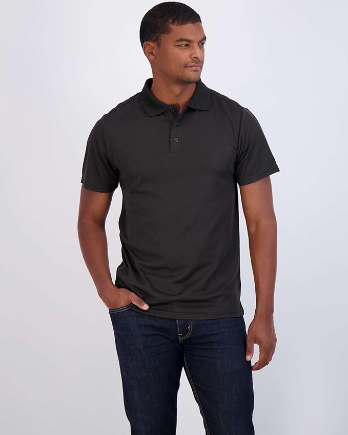 Real Essentials 3 Pack: Men's Quick-Dry Short Sleeve Athletic Performance Polo Shirt (Available in Big & Tall)