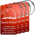 Personalized Luggage Tags for Suitcases 4 Pack – Custom Metal Name Tag for Travel, Golf Bag, and Baggage – Durable Aluminum Luggage Name Tags (Adventure Collection, Red)
