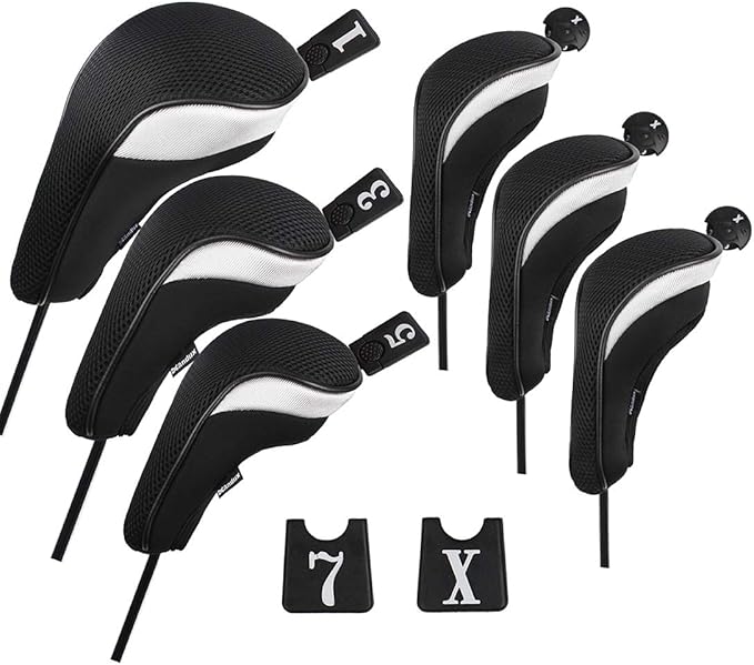 Andux 6pcs/Set Golf Club Head Covers Woods Driver Fairway Hybrid Set (3 Hybrids + 3 Woods)