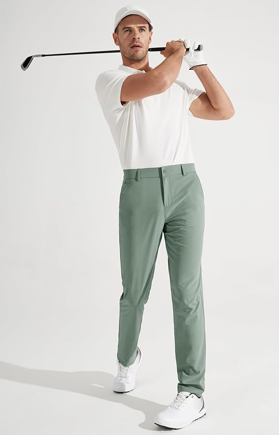 Libin Mens Golf Pants Stretch Work Dress Pants 30"/32"/34" Quick Dry Lightweight Casual Comfy Trousers with Pockets