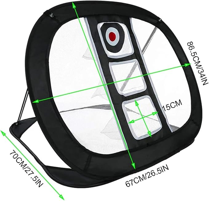 Pop Up Golf Practice & Chipping Net - Portable Folding Indoor Outdoor Swing Trainer with Mat