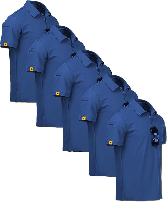 ZITY 5 Pack Mens Polo Shirt Short Sleeve Sports Golf Tennis T-Shirt Moisture-Wicking Summer Shirts