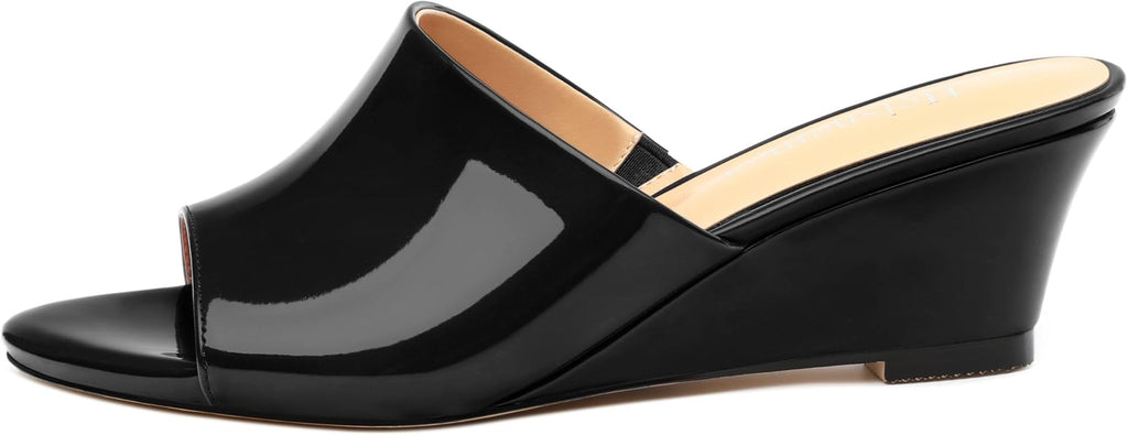 Wedge Sandals for Women Open Toe Wedge Heels Womens Matte High Heel Sandal Round Toe Heeled Wedge Sandals Slip on Casual shoes 2 inch