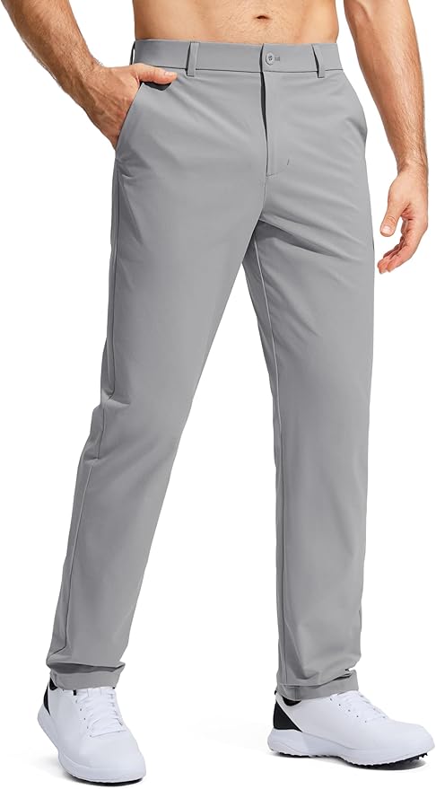 Pudolla Men's Golf Pants Stretch Work Dress Comfy Pants 30"/32"/34" Lightweight Quick Dry Casual Slacks Trousers with Pockets