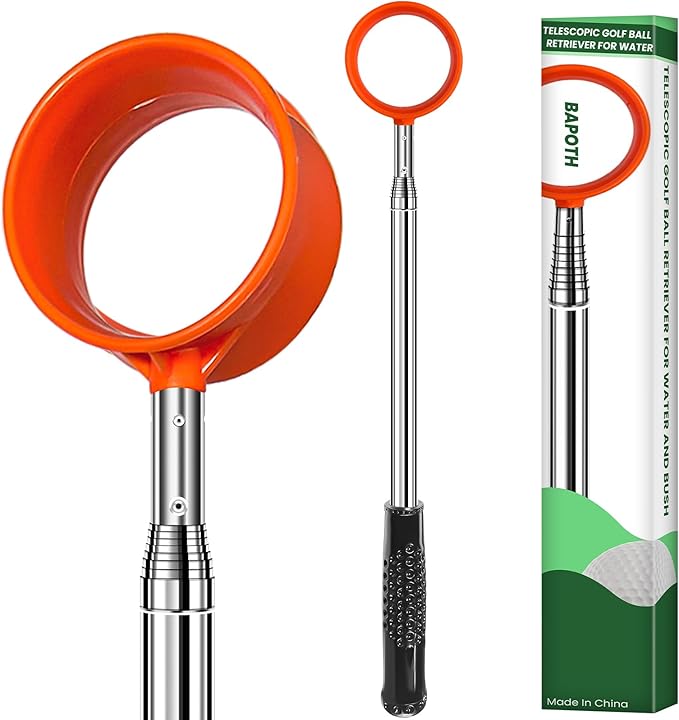 Golf Ball Retriever, Max 9 Ft Lightweight and Portable Golf Ball Retriever Telescopic, Stainless Golf Ball Grabber with Anti-Slip Handle, Golf Accessories Gifts for Men Women