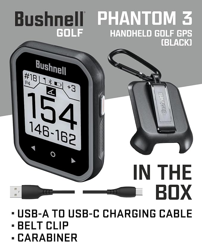 Wearable4U - Bushnell Phantom 3 GPS Rangefinder Black with BITE Magnetic Mount and GreenView with Lens Cleaning Cloth Bundle
