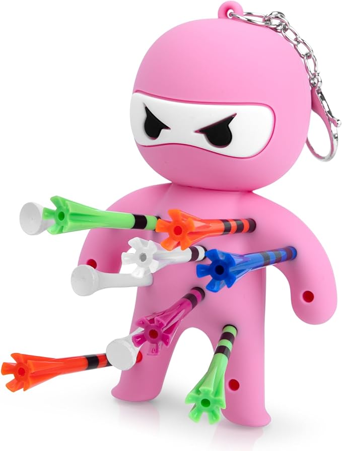 Golf Tee Holder, Ninja Portable Funny Golf Tees Holder Keychain Golf Gift Golf Accessories for Men & Women