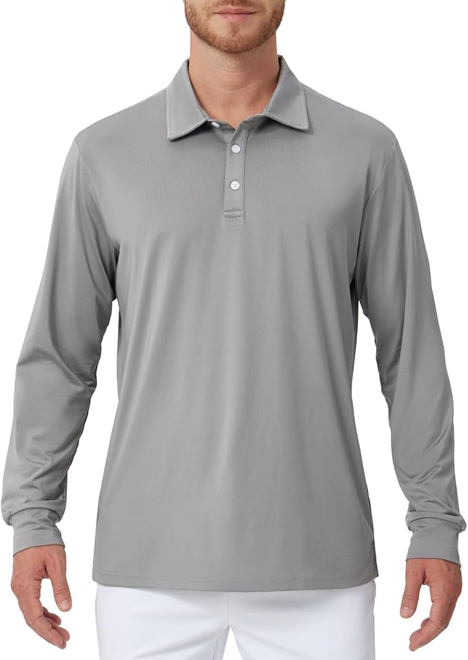 NAVISKIN Men's Polo Shirts Long Sleeve Golf Shirts with Collar UPF 50 SPF Shirt for Men Quick Dry Moisture Wicking