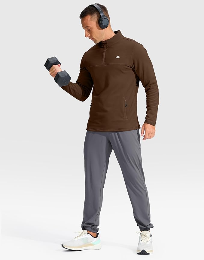 Pudolla Men's Quarter Zip Pullover with 2 Pockets Fleece Warm Soft Golf Sweatshirts for Athletic Workout Running