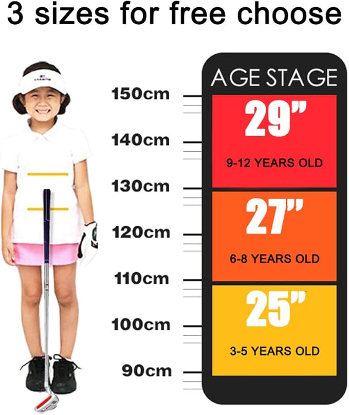 Junior Golf Putter Stainless Steel Kids Putter Right Handed 3 Sizes to Choose Freely for Kids Ages 3-5 6-8 9-12