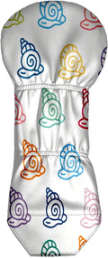 3 Pack PU Leather Golf Club Head Covers - Driver, Fairway Wood & Hybrid, Funny Golf Accessories, Ideal Golf Gift Colorful Line Seashell