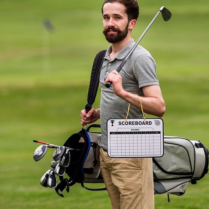 POPETPOP Golf Scorecard Board Erasable: Golf Writing Scoreboard with 1 Pen - Hanging Dry Erase Boards for Men, Women Golfers, 9.83 x 6.68 Inches