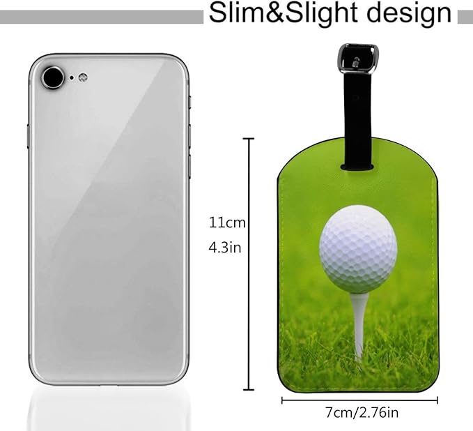 Golf Ball Luggage Tag for Suitcases,Green Grass Golf Course PU Leather Baggage Tags Bag Tags Travel Id Label for Luggage Women Men -1 Piece