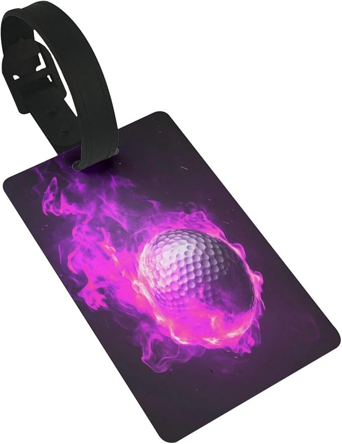 Pink Flame Golf Luggage Tag Suitcase Identify Labels Personalized Travel Bag Tag 2.5X4.1Inch