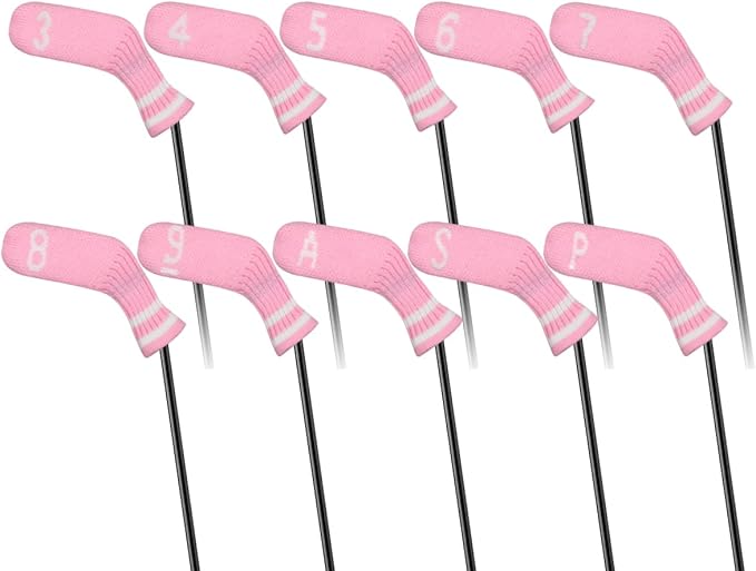 Scott Edward 10 Pcs Golf Club Head Covers for Irons Cuteness Basically Socks Shape Washable Durable Golf Club Head Protector Double Sided Knit Suitable for Most Brands