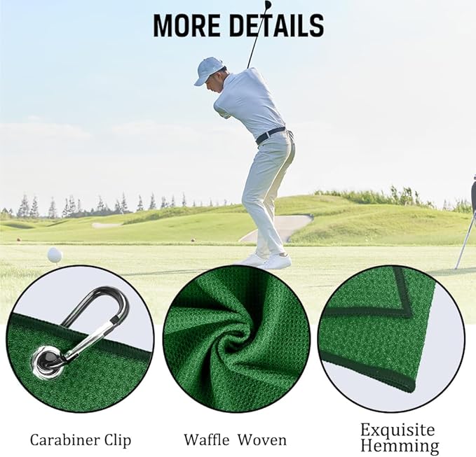 ERHACHAIJIA Yes I'd Have A Retirement Plan Embroidered Golf Towel with Clip. Funny Golf Accessories Gifts for Men Women Golfer Grandma Grandpa Mom Dad, Retirement (Green)