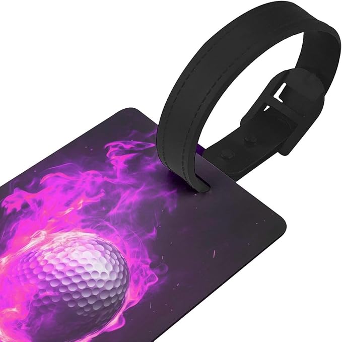 Pink Flame Golf Luggage Tag Suitcase Identify Labels Personalized Travel Bag Tag 2.5X4.1Inch