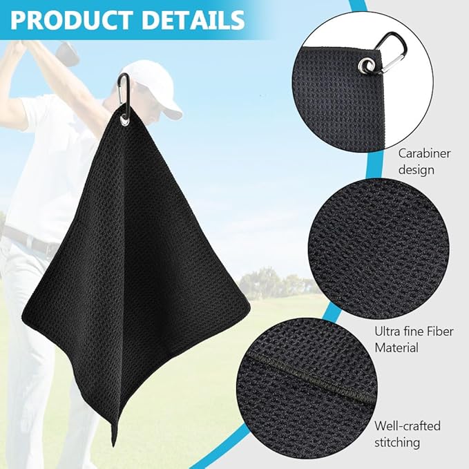 Golf Club and Golf Ball Cleaning Bag - Cleans Club Grooves, Portable Waterproof Clean Face Tech, Detachable Clip, Quick Dirt & Grass Removal, for Golfers
