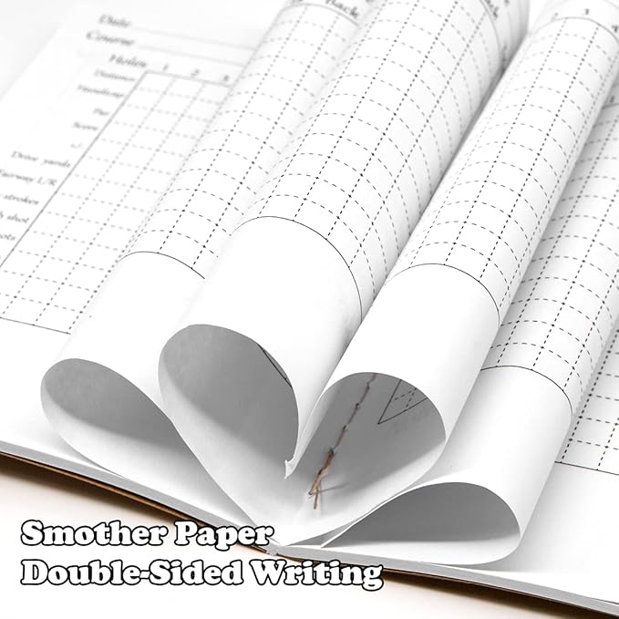 Leather Golf Scorecard Book Golf Yardage Book for Practice Stats and Round Logging - Golf Scorecard Book with Golf Score Cards Pages with Small Golf Pencil, Golf Terminology & Game Formats