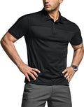 CQR Men's Polo Shirts, Tactical Short Sleeve Golf Performance Shirts, Lightweight Dry Fit UPF 50+ Pique