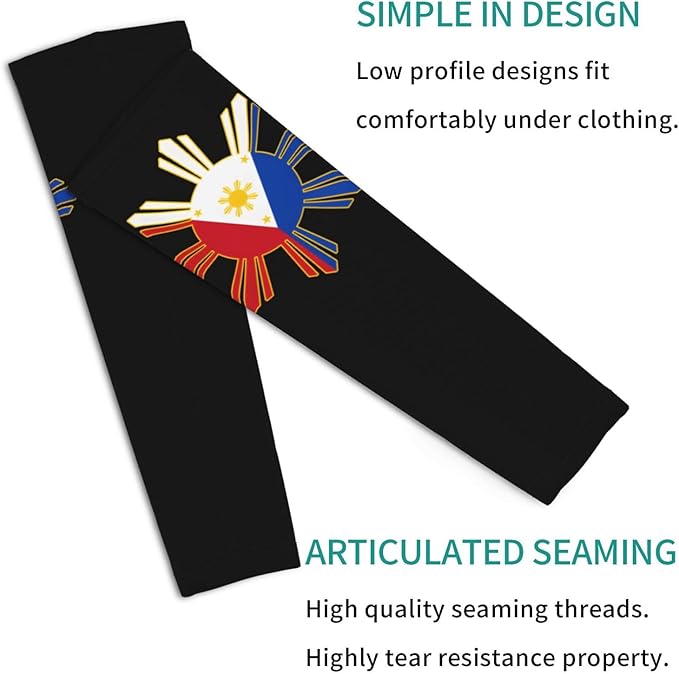 Flag Arm Sleeves Filipino Flag Compression Arm Sleeves for Men Women Tattoo Cover Up Cooling Arm Sleeve 1 Pair