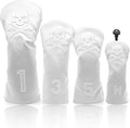 4 Pcs Golf Club Head Covers PU Leather Skull Golf Club Covers for Drivers, Fairway Woods, and Hybrids Fit Most Golf Clubs Golf Headcovers Set