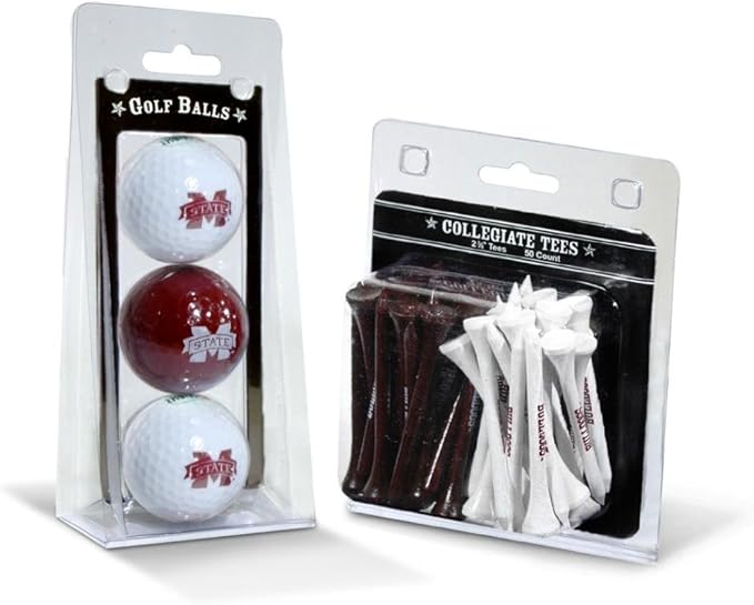 Team Golf NCAA Logo Imprinted Golf Balls (3 Count) & 2-3/4" Regulation Golf Tees (50 Count), Multi Colored