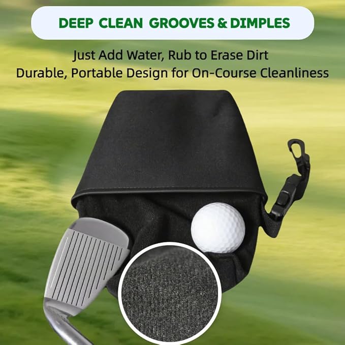 Black 16x24 Inch Waffle Microfiber Golf Towel with Clip, Funny Personalized Design, Tri-Fold for Easy Carry, Includes Waterproof Cleaning Pouch for Golf Balls and Clubs, Ideal Golfing Gifts for Men