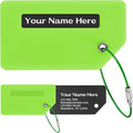 Personalized Luggage Tags for Suitcases, Custom Metal Luggage Tag for Bag with Silicone Sleeves, Durable Travel Tags, Laser Engrave Name Text, Gift for Travelers, 3.5x2 Inches (Fluorescent Green)