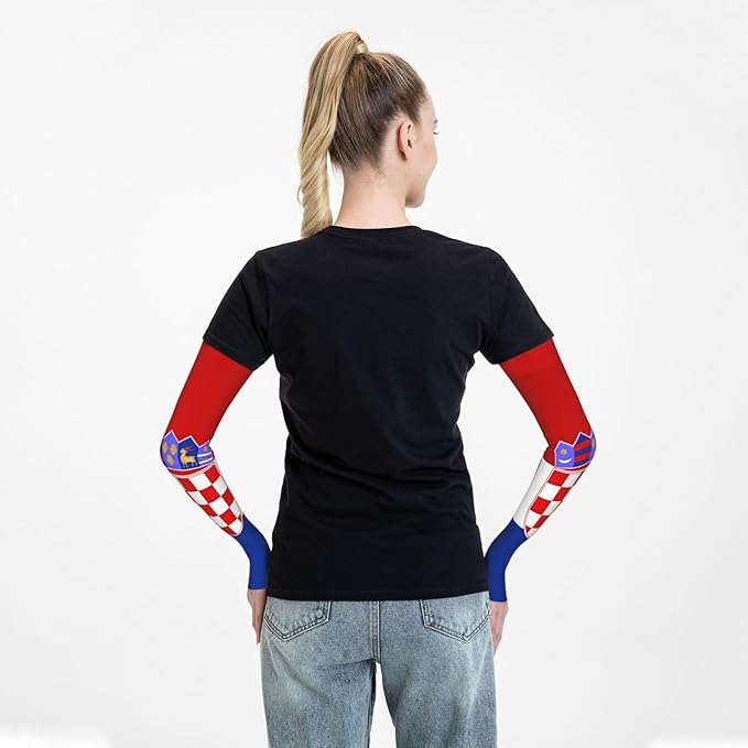 Cute Flag Arm Sleeves Cooling Sun Protection Sports Flag Sleeves for Men Women