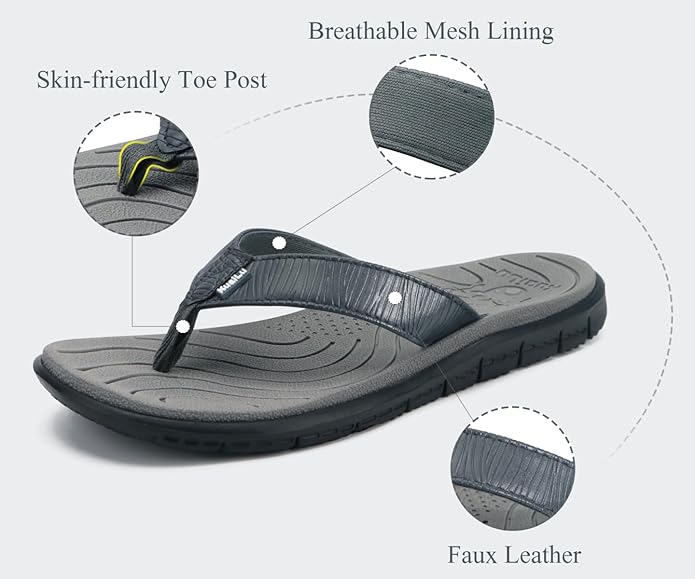 KuaiLu Comfortable Flip Flops for Women with Arch Support Summer Beach Walking Thong Sandals Slip On Indoor Outdoor