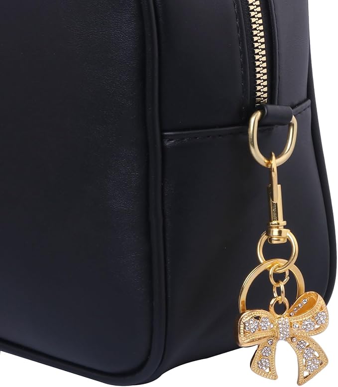 Sparkly Bow Bag Charm Keychain - Rhinestone Bow Key Chain for Women - Cute Purse Handbag Charms Accessories