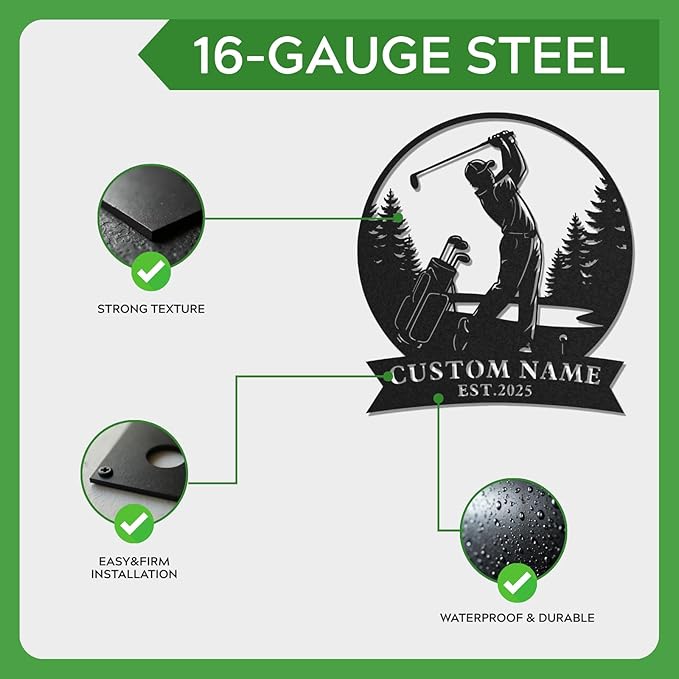Personalized Golf Metal Wall Art, Vintage Golf Wall Decor, Custom Signs Outdoor Metal, 19th Hole Home Decor for Man Cave Garage Bar Club, Personalized Gifts for Men Dad Father