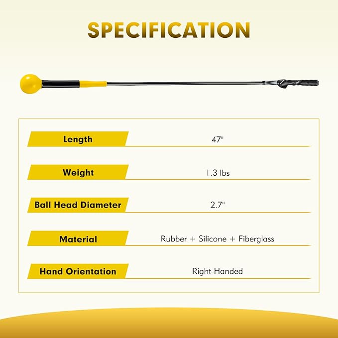 GYMAX Golf Swing Trainer, Warm-Up Stick with Grip Trainer for Rhythm, Balance, Tempo & Strength, Right Handed Swing Speed Training Aid, Weighted Golf Club for Indoor Practice