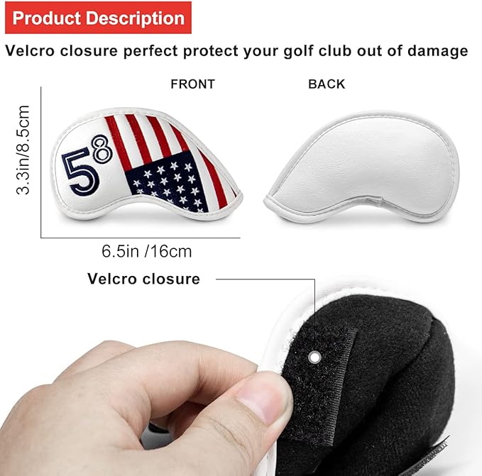 Golf Iron Head Covers Set Iron Headcover Wedge Cover Golf Iron Club Cover USA American Flag for PXG0311