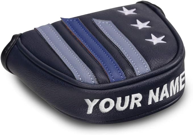 Craftsman Golf Blue Strips Stars Mallet Mid-Mallet Blade Putter Head Cover Headcover Magnetic Closure Alignment Stick Case Holder