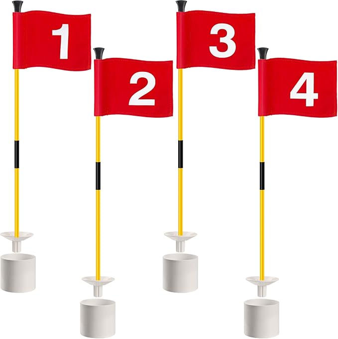 Golf Flagstick, 3ft Golf Flag Putting Green Flags & Golf Pin Flag Hole Cup Set, Portable 2 Section Design for Home Yard Backyard Driving Range, Numbered Golf Flags for Golfer Build Own Course
