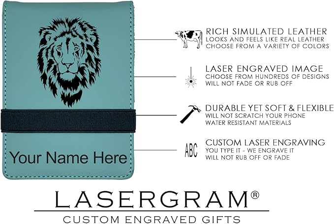 LaserGram Mini Padfolio with Notepad and Pen, Golfer Golfing, Personalized Engraving Included (Teal)