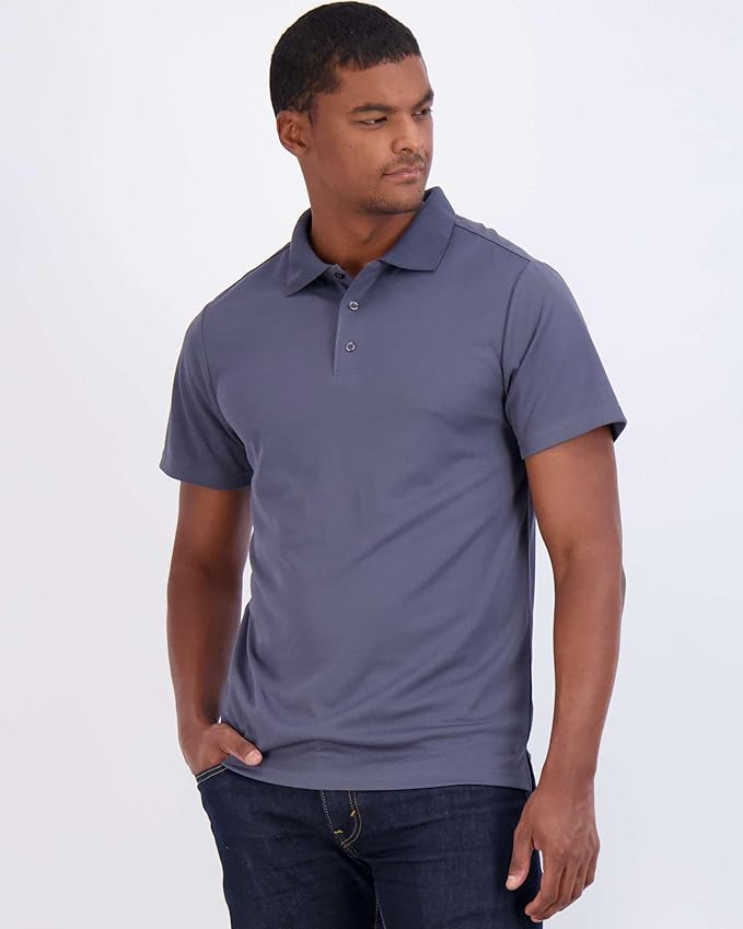 Real Essentials 3 Pack: Men's Quick-Dry Short Sleeve Athletic Performance Polo Shirt (Available in Big & Tall)