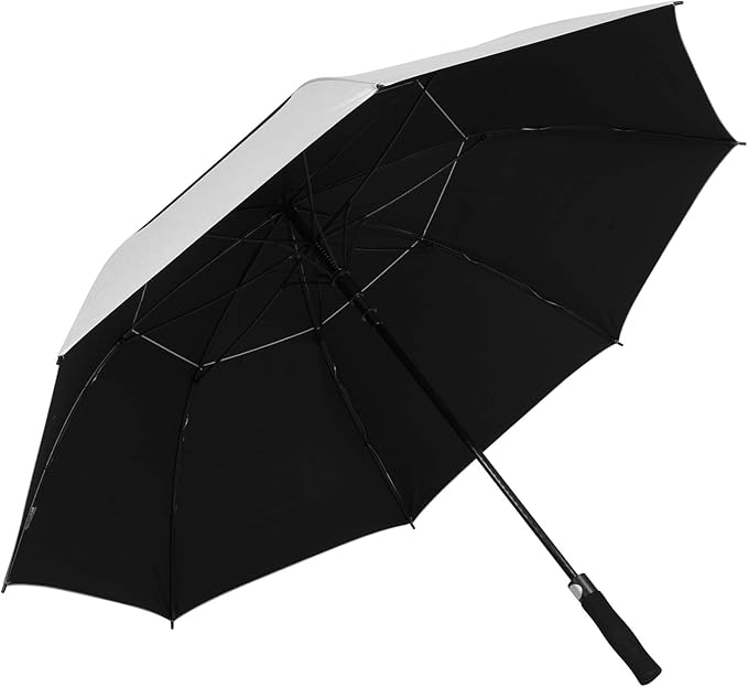ZEKAR 62" & 68" Windproof Large Vented Canopy Golf Umbrella, UPF 50+ Patio Umbrella | Sun UV Protection | Keep You Cool (Silver, 62"-Pack-of-2)