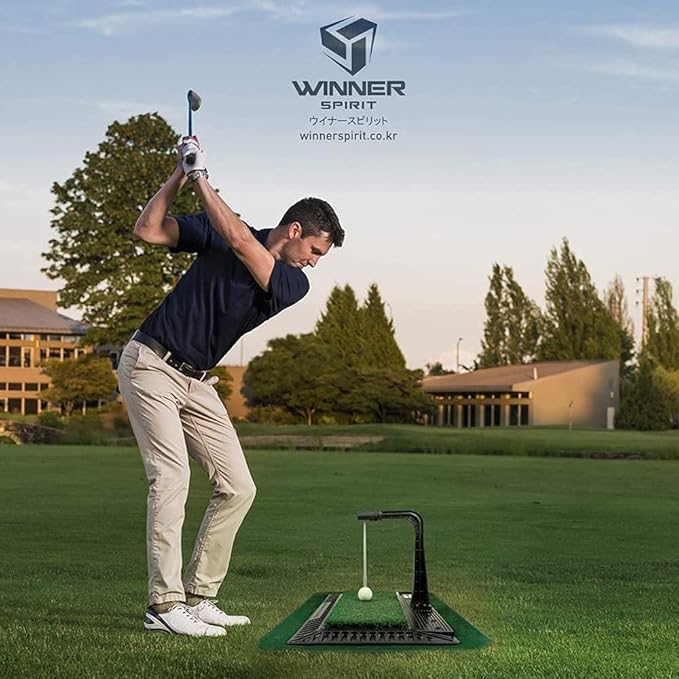 WINNER SPIRIT Real Swing 300 Golf Swing & Hitting Trainer, True Impact, Checking Path After Swing Practice Mat Groover Training Aid, Height Adjustable