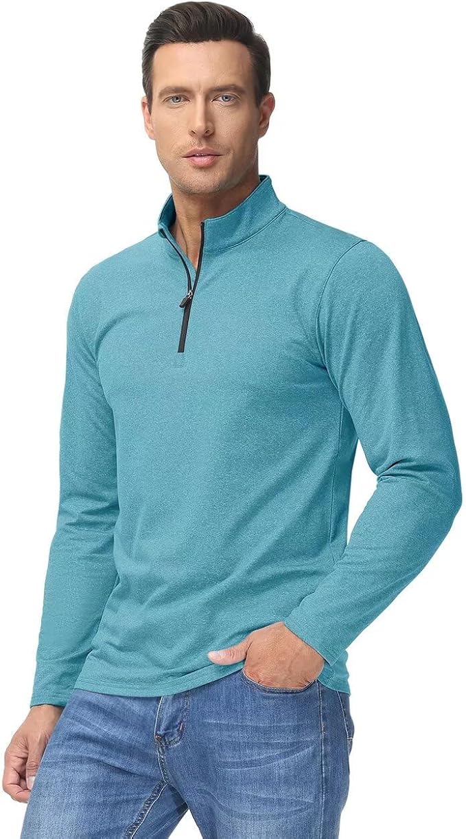 Boladeci Men's Quarter Zip Pullover Premium Fleece Lined Heather Long Sleeve Golf Shirts Midweight 1/4 Half Zip Sweatshirts