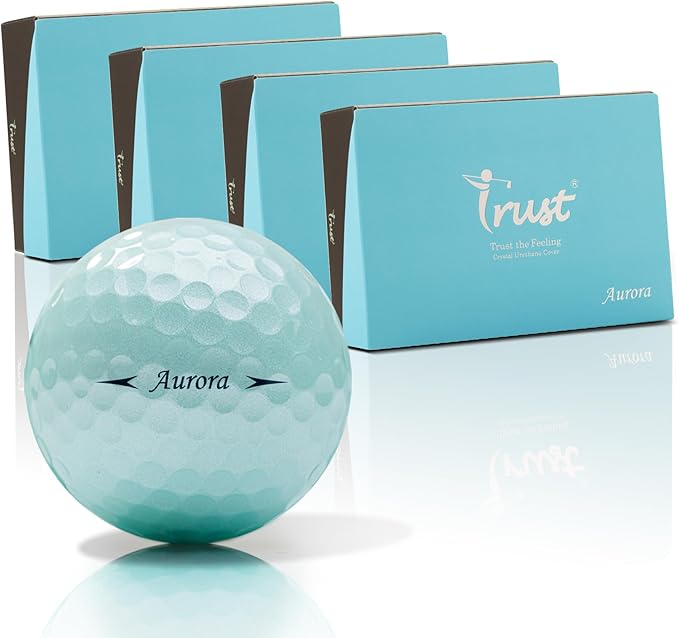 Trust Golf Balls - Aurora & Rosa Crystal Urethane Series | Eye-Catching & Easy to Spot | Maximum Distance, Soft Feel, Straight Flight, & Greenside Control | Blue, Orange, Pink, Yellow | 12 or 48 Balls