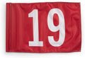 Vispronet Numbered Golf Flags for Putting Green – 20in x 14in Red & White Flag, Golf Range Accessories for Courses, Outdoor Hole Flag, Durable Polyester Material